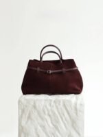 Women's Genuine Suede Top Handle Shoulder Tote Bag
