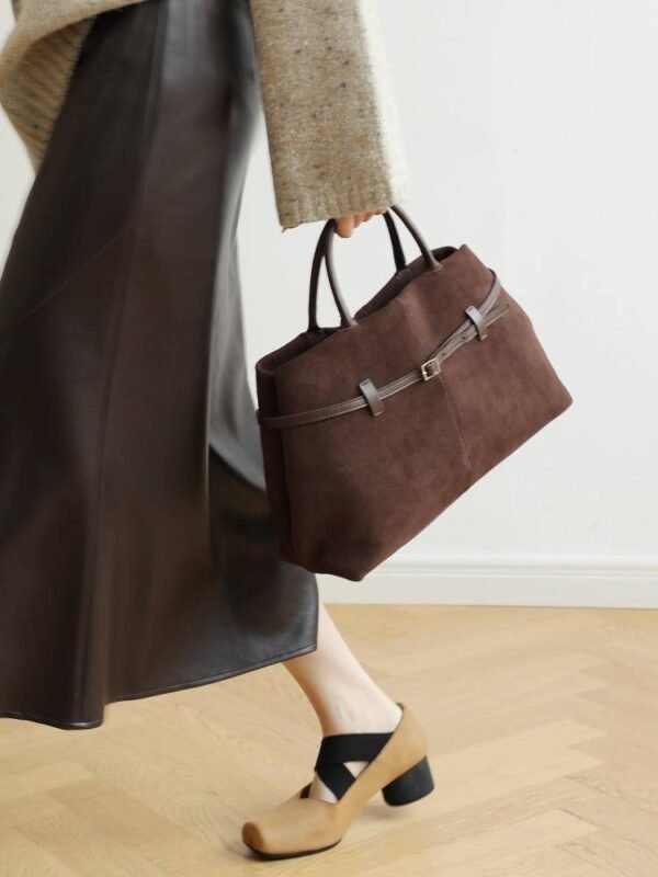 Women's Genuine Suede Top Handle Shoulder Tote Bag