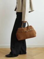 Women's Genuine Suede Top Handle Shoulder Tote Bag