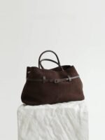 Women's Genuine Suede Top Handle Shoulder Tote Bag