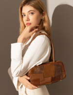 Vintage Leather Patchwork Bowling Bag