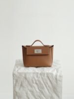 Women's Leather Satchel Metal Twist Lock Bag