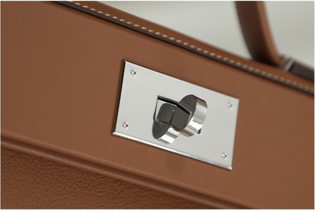 Women's Leather Satchel Metal Twist Lock Bag - Image 1