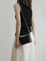Women's Leather Mini Diamond Quilted Shoulder Bag