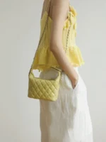 Women's Leather Mini Diamond Quilted Shoulder Bag