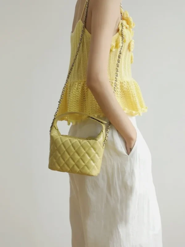 Women's Leather Mini Diamond Quilted Shoulder Bag