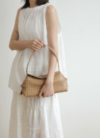 Womens Leather Woven Shoulder Bag