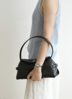 Womens Leather Woven Shoulder Bag