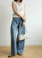 Womens Leather Woven Shoulder Bag