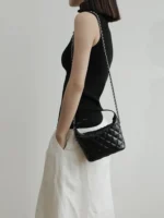 Women's Leather Mini Diamond Quilted Shoulder Bag
