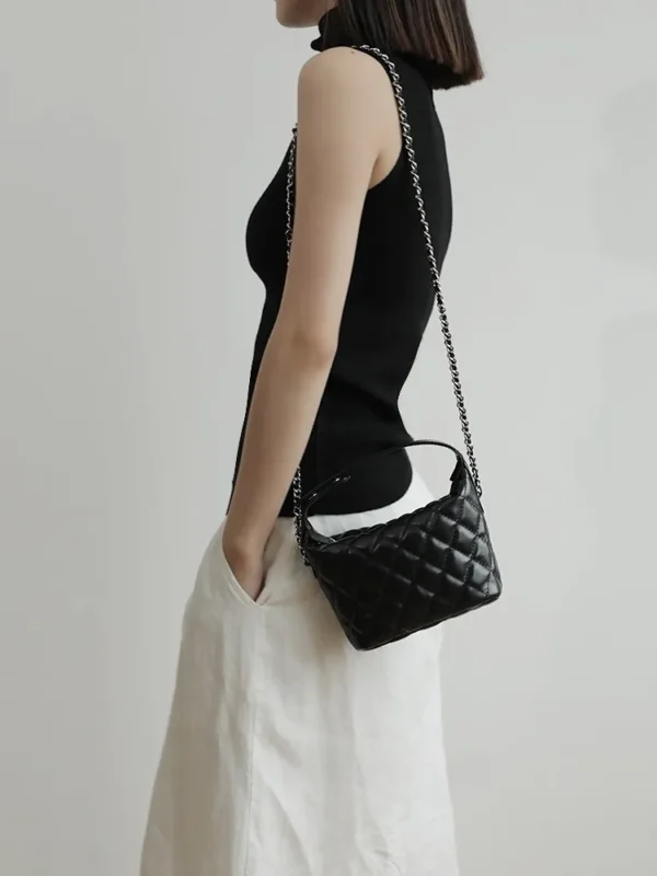 Women's Leather Mini Diamond Quilted Shoulder Bag