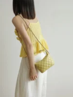 Women's Leather Mini Diamond Quilted Shoulder Bag