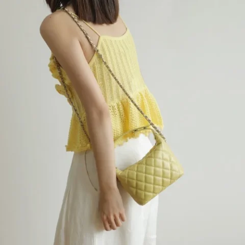 Women's Leather Mini Diamond Quilted Shoulder Bag