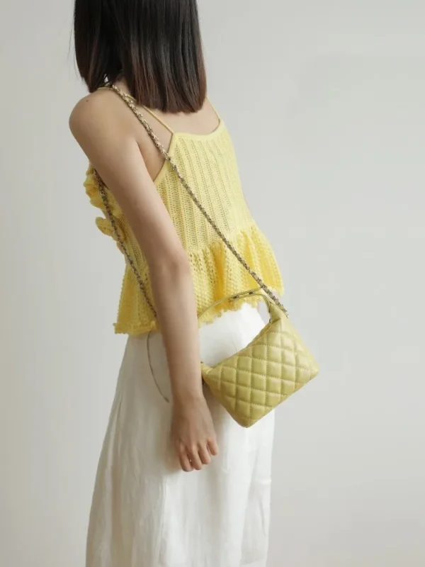 Women's Leather Mini Diamond Quilted Shoulder Bag
