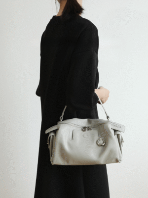 Women's Slouch Leather Boston Bag - Handbag