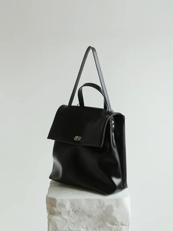 Premium Black Leather Backpack