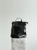 Premium Black Leather Backpack