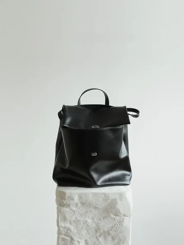 Premium Black Leather Backpack