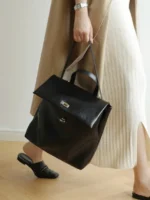 Premium Black Leather Backpack