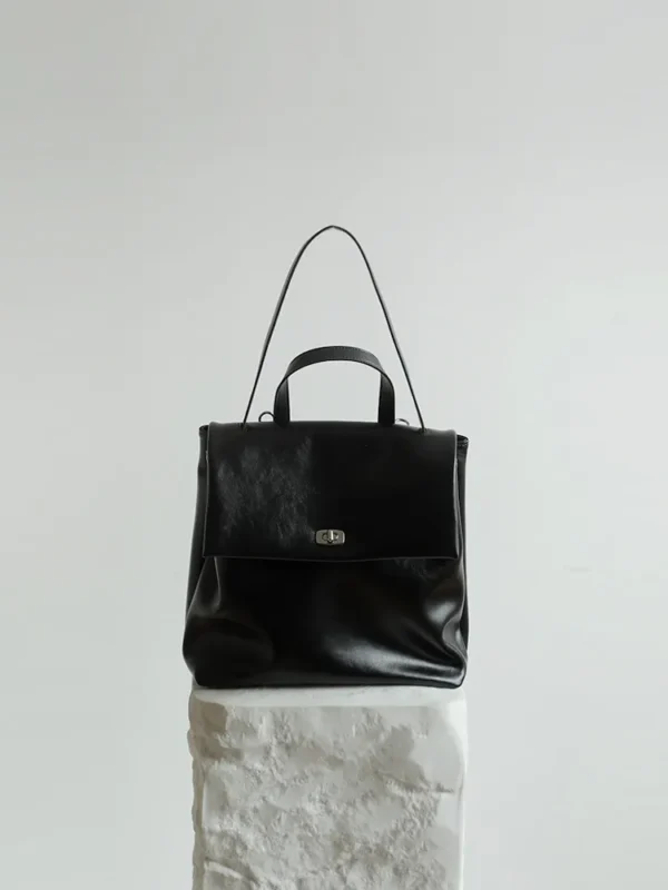 Premium Black Leather Backpack