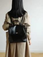 Premium Black Leather Backpack