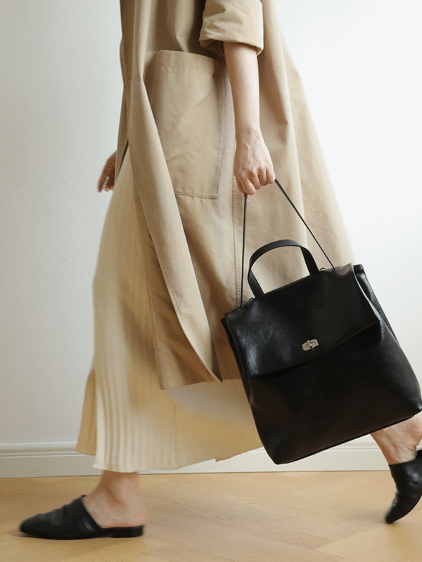 Premium Black Leather Backpack