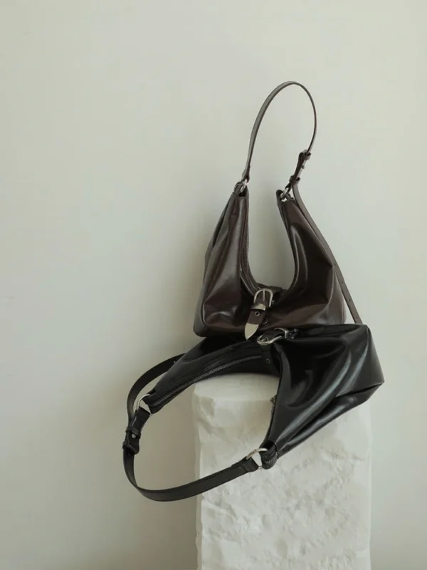 Luxury Leather Belted Hobo Bag