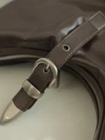 Luxury Leather Belted Hobo Bag