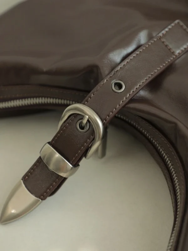 Luxury Leather Belted Hobo Bag