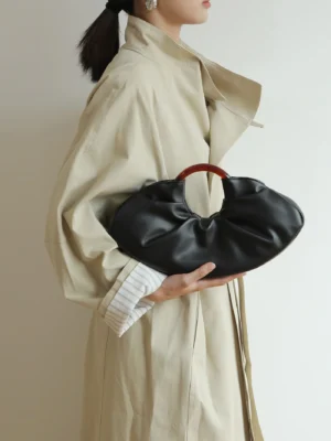 Women's Cloud Clutch Bag - Leather Pleated