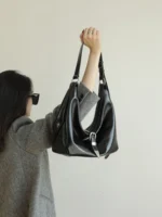Luxury Leather Belted Hobo Bag