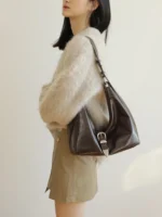 Luxury Leather Belted Hobo Bag