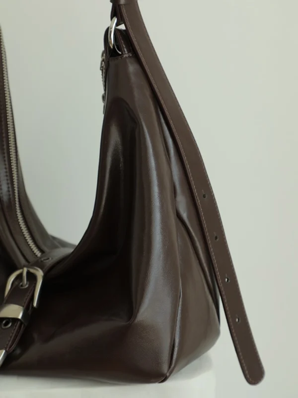 Luxury Leather Belted Hobo Bag