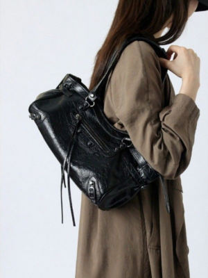 City Balenciaga Inspired Tote Bag - Black