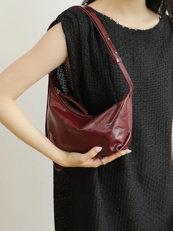 Women's Leather Half Moon Shoulder Bag