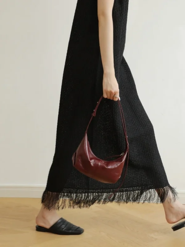 Women's Leather Half Moon Shoulder Bag