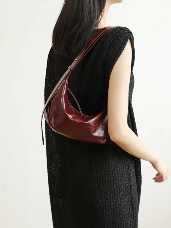 Women's Leather Half Moon Shoulder Bag