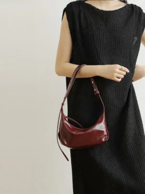 Women's Leather Half Moon Shoulder Bag