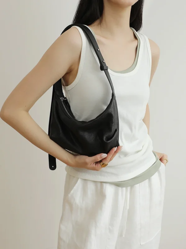 Women's Leather Half Moon Shoulder Bag
