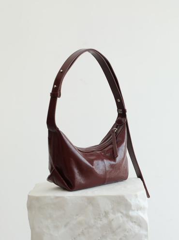 Women's Leather Half Moon Shoulder Bag - Image 4