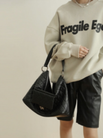 Womens Quilted Leather Shoulder Bag