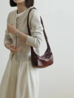 Women's Leather Half Moon Shoulder Bag