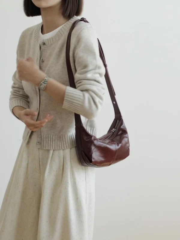 Women's Leather Half Moon Shoulder Bag