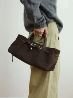 Women's Grandma Used Leather Tote Bag - Brown Color