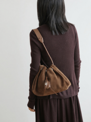 Drawstring Bucket Bag - Caramel color