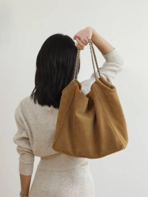 Womens Suede Chain Shoulder Bag
