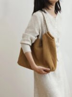 Womens Suede Chain Shoulder Bag
