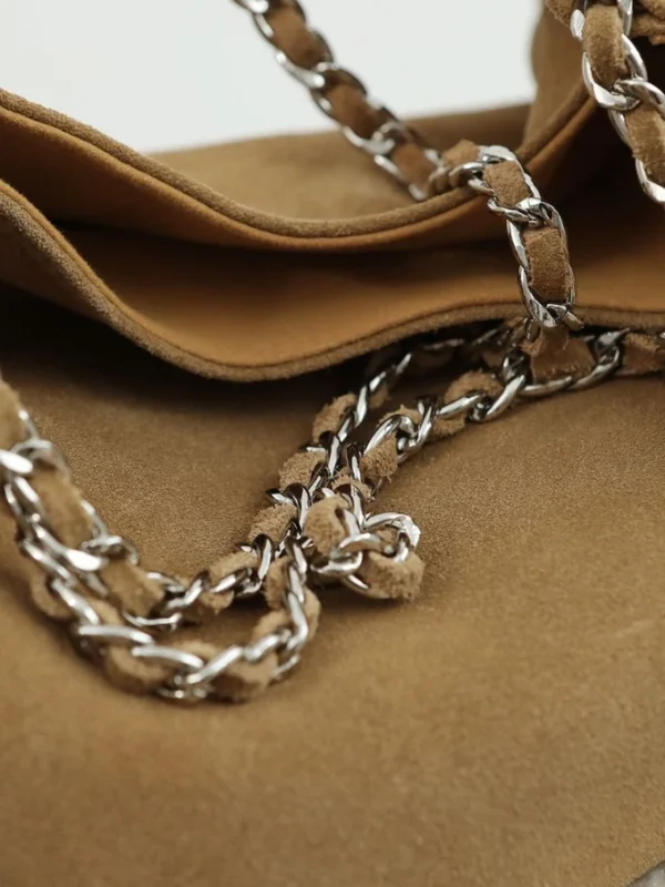 Womens Suede Chain Shoulder Bag