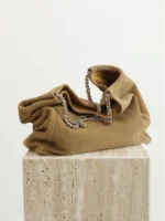 Womens Suede Chain Shoulder Bag