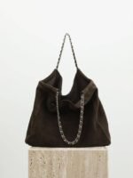 Womens Suede Chain Shoulder Bag